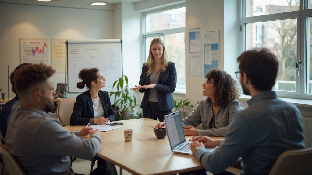 Groeikracht trainers working met diverse participants in a modern learning environment